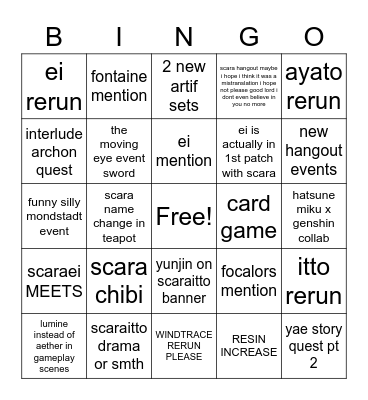 3.3 english livestream Bingo Card