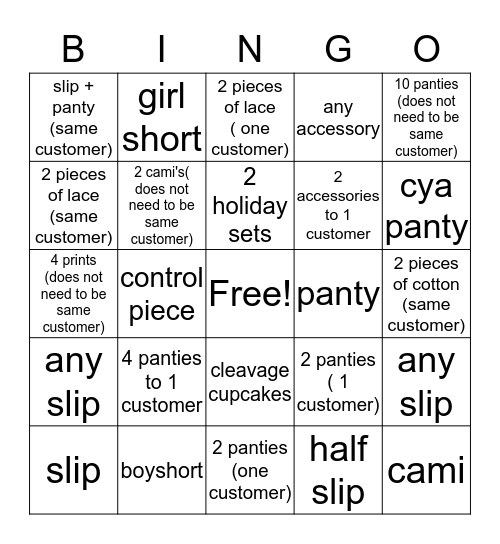 Commando Bingo Card