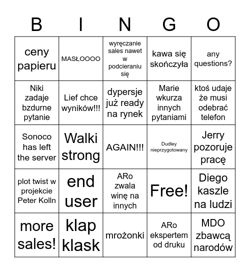 Consumerowe bingo Card