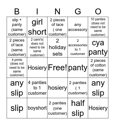 Commando Bingo Card