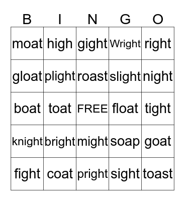 oa & igh Bingo Card