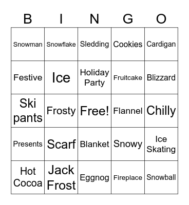 Winter Wonderland Bingo Card