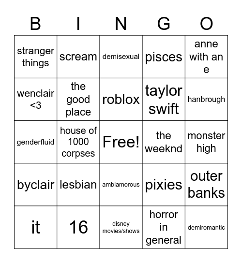 enid bingo Card