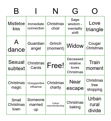 Hallmark Christmas Bingo Card