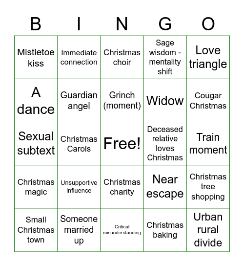 Hallmark Christmas Bingo Card