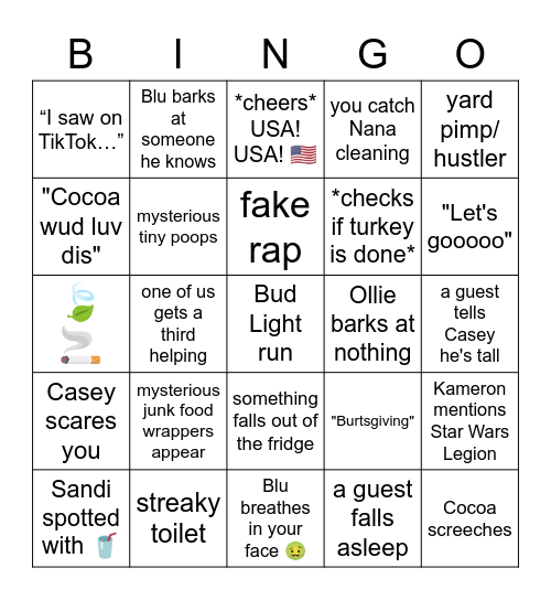 898 Pecansgiving Bingo Card