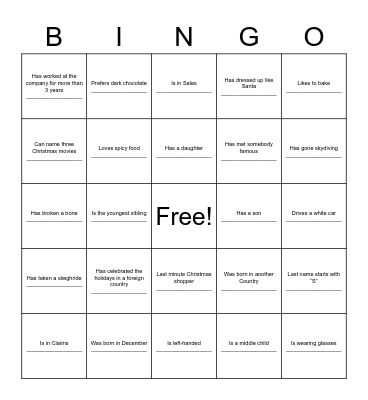 JINGLE MINGLE BINGO Card