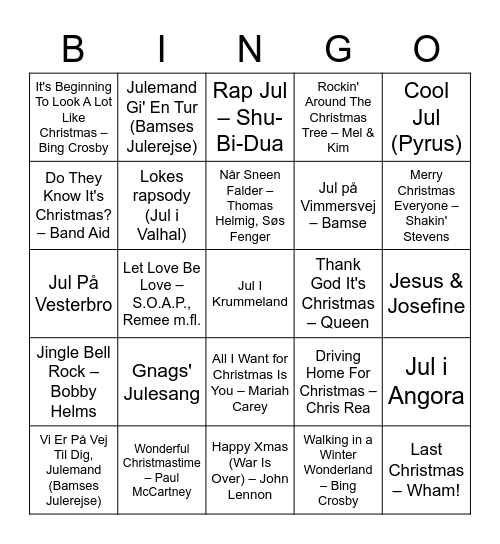 Julemusikbanko! Bingo Card