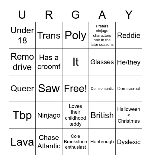 Cole's bingo :D Bingo Card