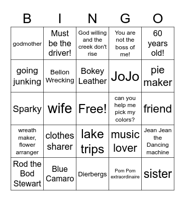 JEAN BIRTHDAY BINGO Card