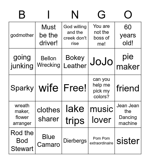 JEAN BIRTHDAY BINGO Card