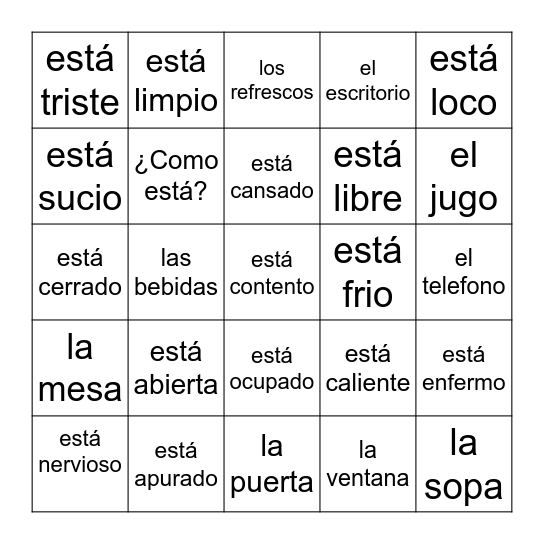 Winfield School - ¿Como esta? Bingo Card