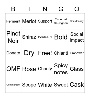 Wine Bingo Card
