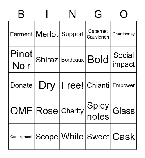 Wine Bingo Card