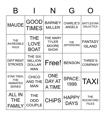 TV THEME SONGS 1970'S Bingo Card