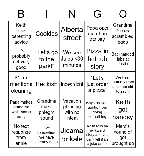 Rose city Bingo Card