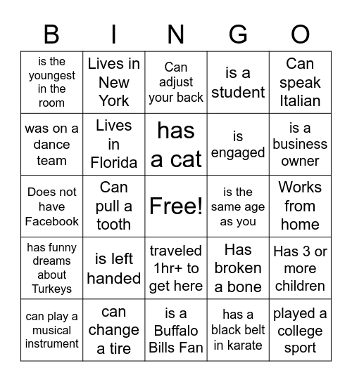 Guess the Guest Bingo Card