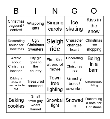 Hallmark Holiday Bingo Card