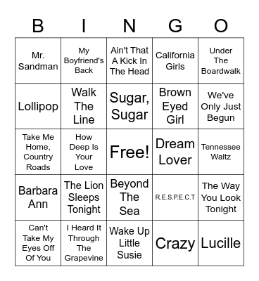 Music Bingo November 2022 Bingo Card