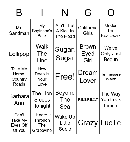 Music Bingo November 2022 Bingo Card