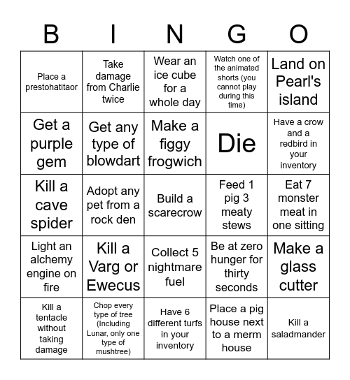 Don't Bingo Together Bingo Card