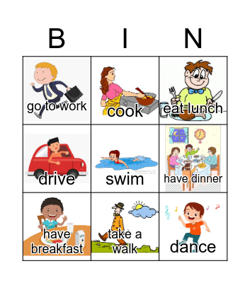 Verbs Bingo Card