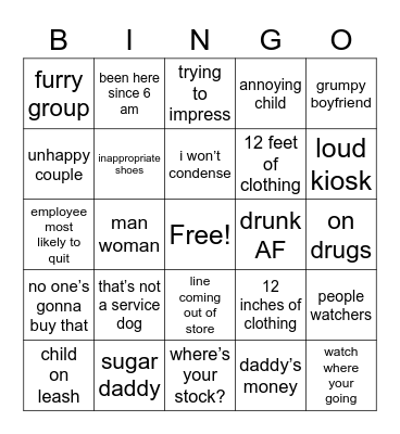 black friday Bingo Card