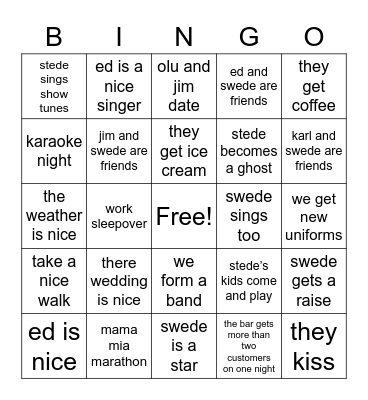 the swede :) Bingo Card