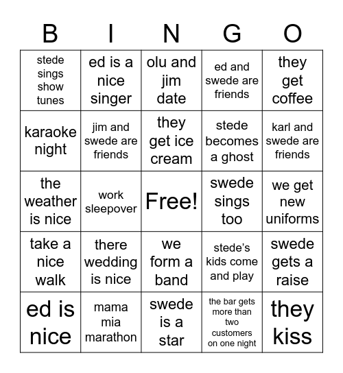 the swede :) Bingo Card