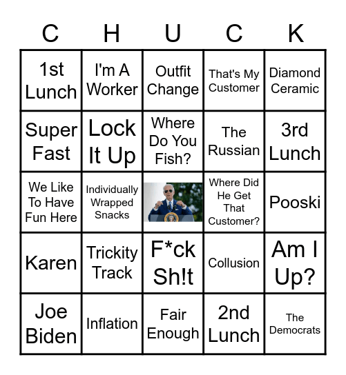 SweetChuck Bingo Card