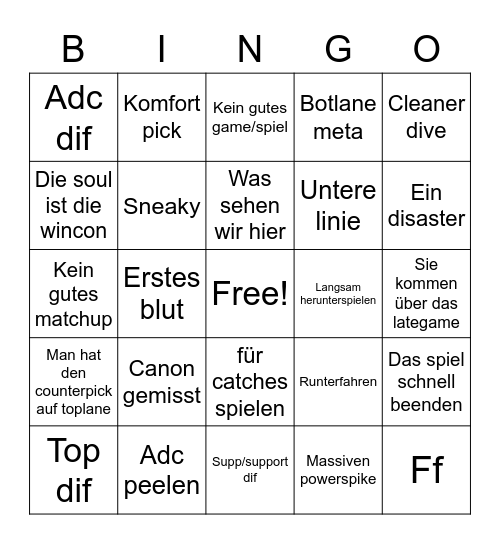 Caster Bingo Card