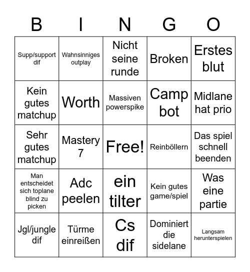 Caster Bingo Card