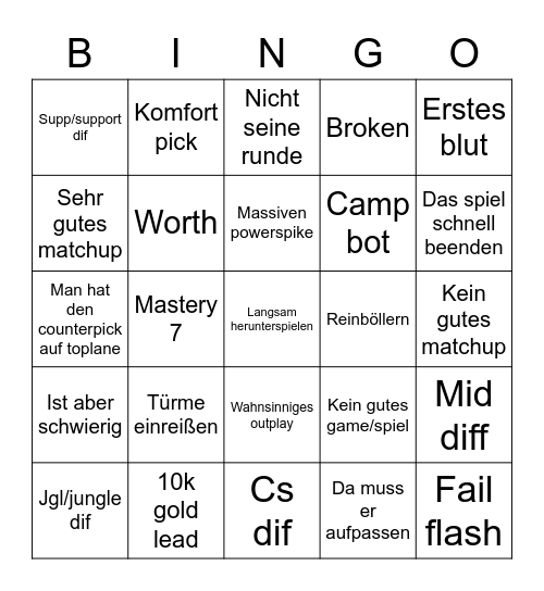 Caster Bingo Card