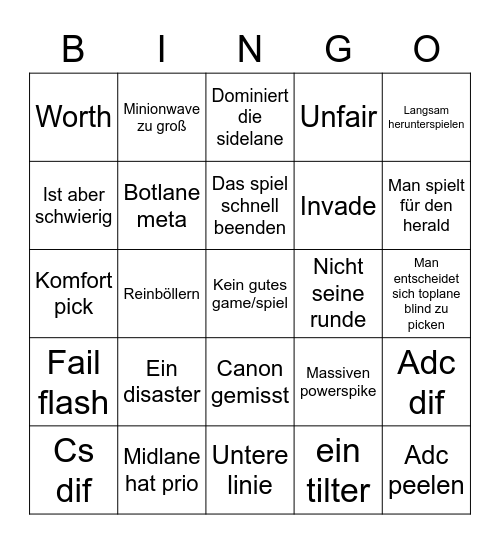 Caster Bingo Card