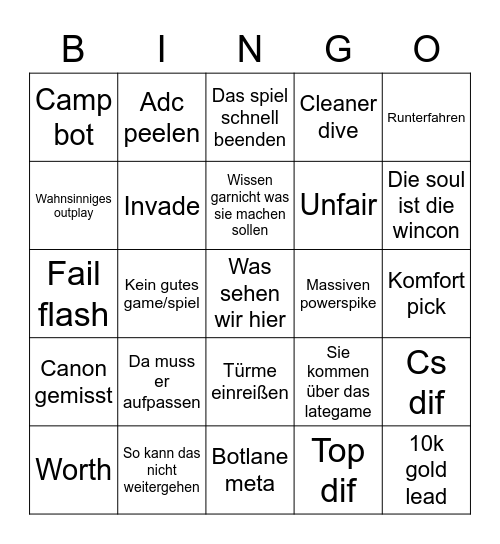 Caster Bingo Card