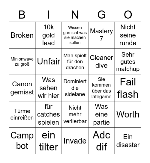 Caster Bingo Card