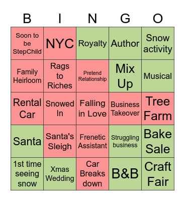 Hallmark Movie Bingo Card