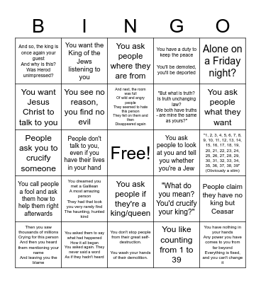 Pilate from Jesus Christ Superstar Bingo Card