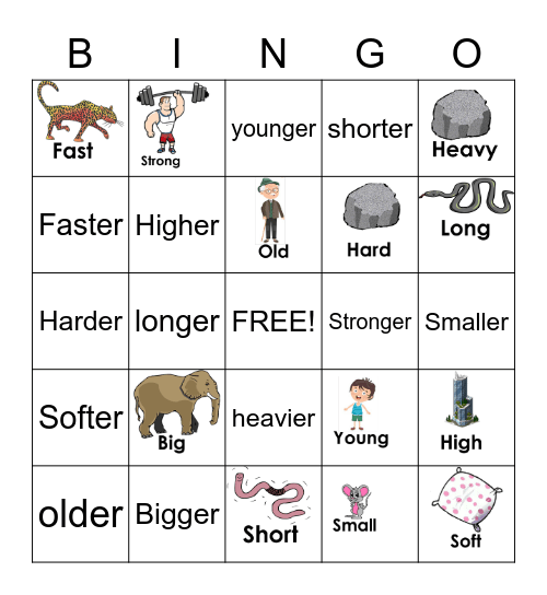 Comparative Bingo Card