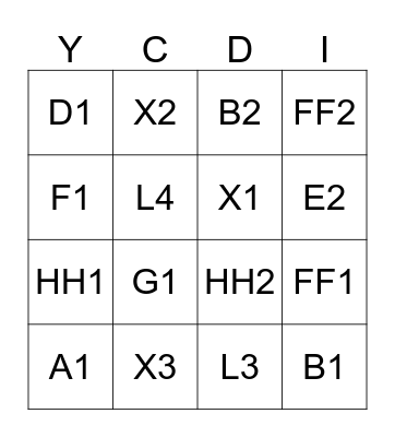 IXL * LANGUAGE/O Bingo Card