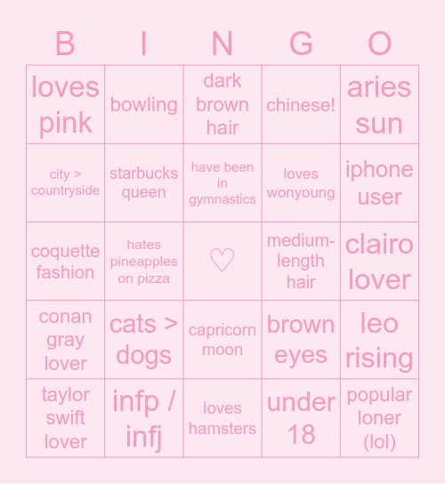 nelle’s bingo !! Bingo Card