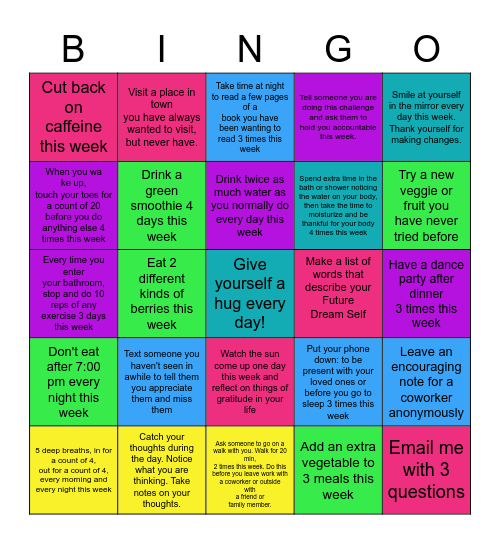 28 Day Bingo Challenge Bingo Card