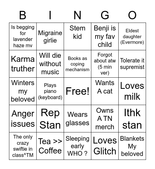 Diti lavenderr-haze's bingo Card