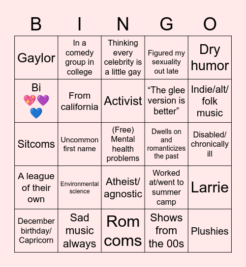 @fallingforivy bingo Card