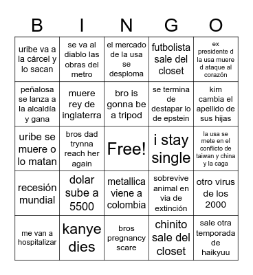 2023 bingo Card