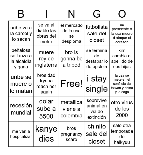 2023 bingo Card