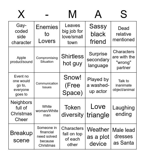 Christmas Movie Bingo Card