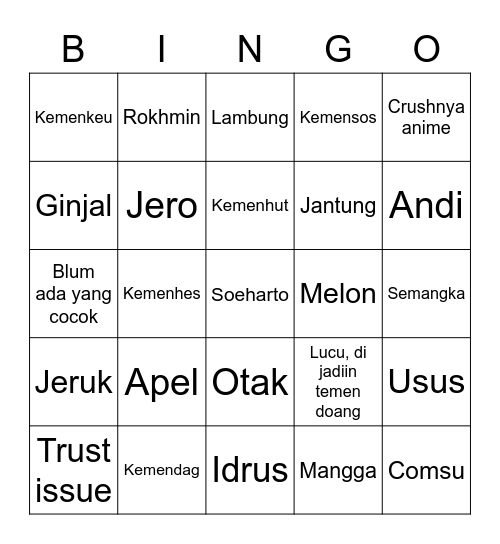 JOOHYUK Bingo Card