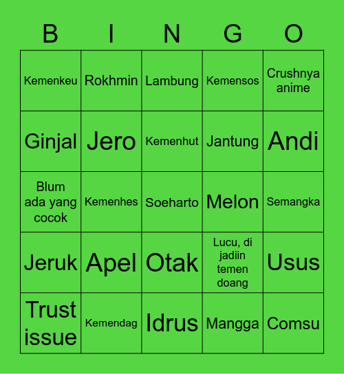 JOOHYUK Bingo Card