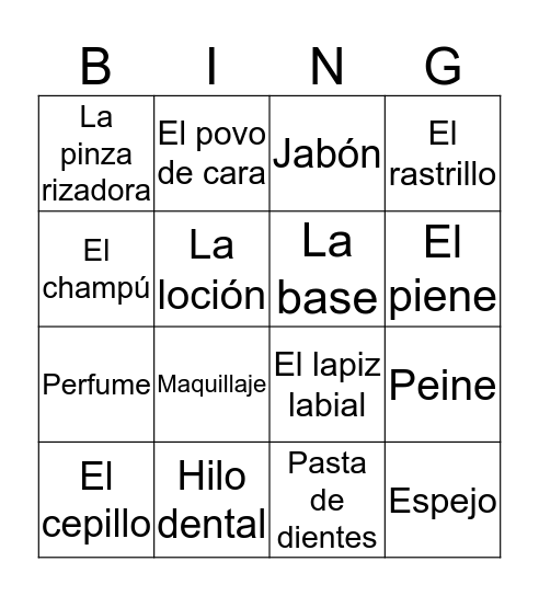 Rutina Diaria Bingo Card